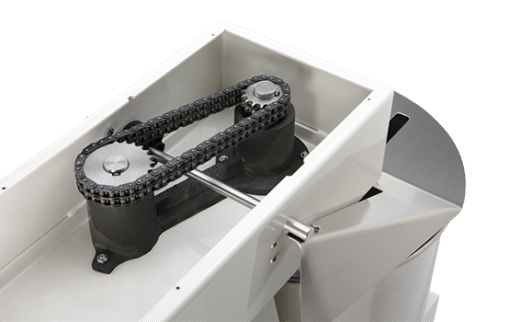 Sicht auf Doppelkettentrieb Häussler Teigknetmaschine